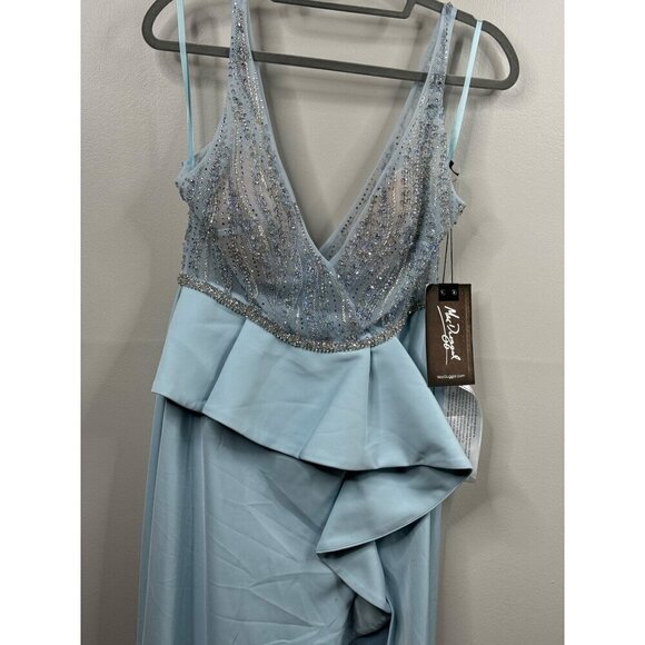 Mac Duggal Illusion Embellished Sleeveless Peplum Gown Powder Blue Size 6 11203 - Picture 5 of 9